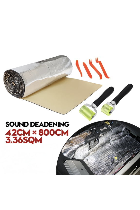 200mil 36.16 Sqft Car Sound Insulation Mat, Closed Cell Foam with Aluminum Foil for Car Interior Sound Insulation (1 Roll + 2 Rollers + 4 Remove Tools)