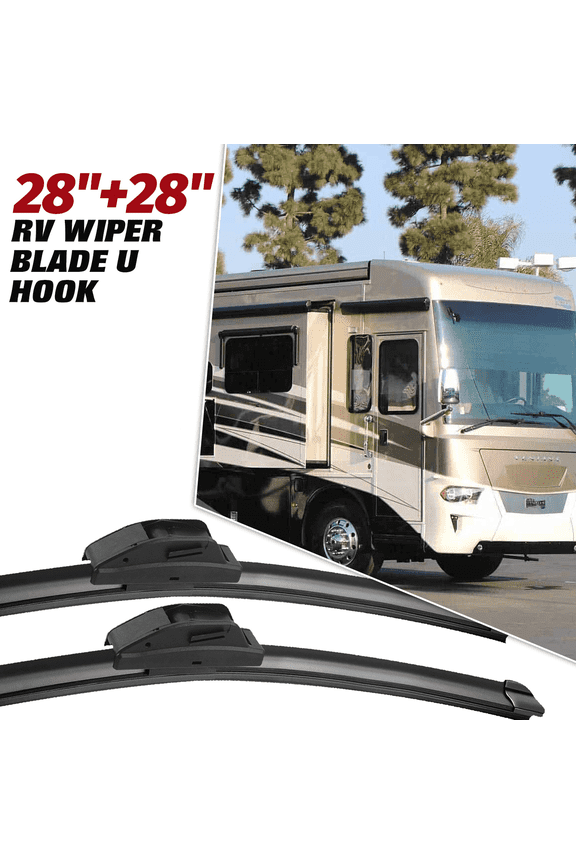 RV Windshield Wipers 28"+28" 9mm 12mm J Hook Replacement for Premium All-Season Automotive Windshield Wiper Blades