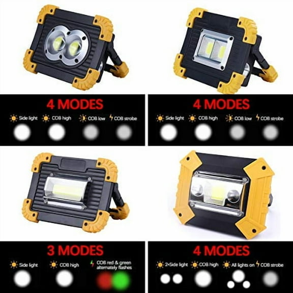 MODOAO Led Portable Spotlight Work Light USB Rechargeable Flashlight LED Flood Light for Outdoor Camping Hiking Emergency Car Repairing and Job Site Lighting (D)