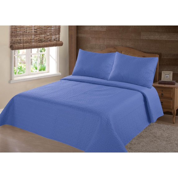 SAMIMPORT-2011 Modern Collection 3-Piece Blue Green Quilt Set, Queen