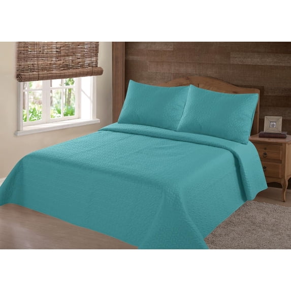 Samimport 2011 Modren Turquoise Solid Print Polyester Quilt Bedspread Coverlet, Queen Washable