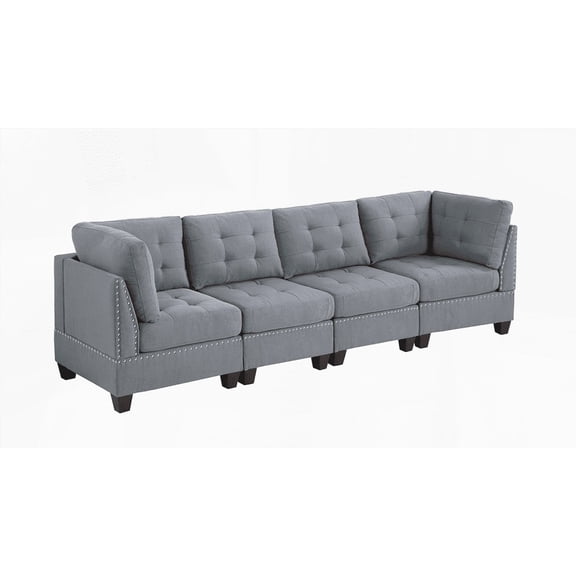 MODULAR SET - 4PC Gray Sectional Sofas for Small Spaces | Walmart US