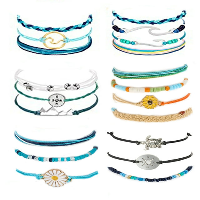 MODUO 20 Pieces Bracelets for Teen Girls Ocean Surfer Wave Adjustable