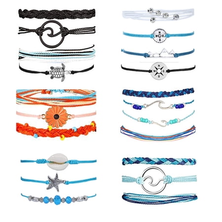 MODUO Handmade Stretchy Anklets Bracelet, 21-Piece