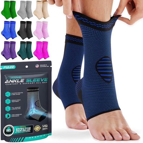 MODVEL Ankle Brace, Blue/Black, XXL, (2 Pack)