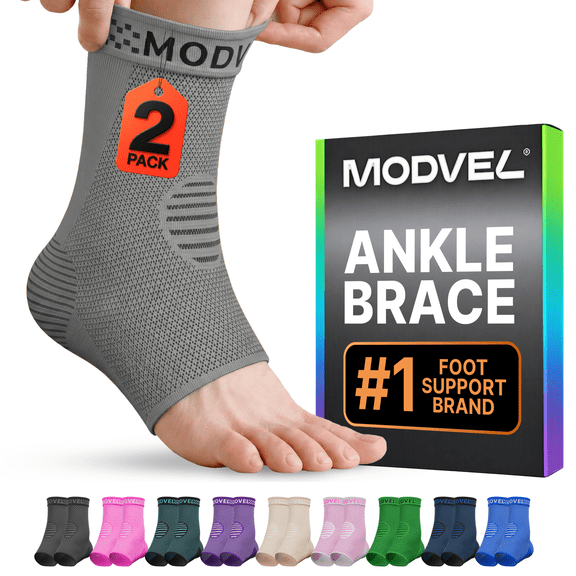 Modvel Foot & Ankle Brace Socks for Sprained Ankle Compression Sleeve - Foot Support for Women & Men - Tendonitis & Arthritis Ankle Brace Sports Running, Torn Ligaments & Women Stabilizing Ankle Wrap