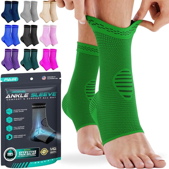 MODVEL Ankle Brace, Green, Small, (2 Pack)