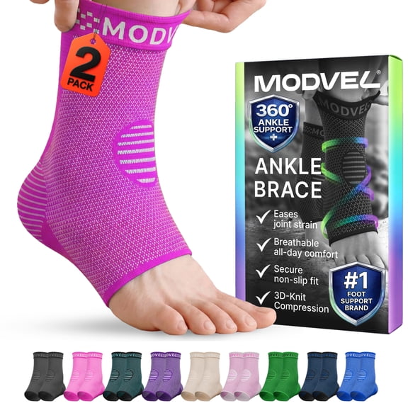MODVEL Ankle Brace, Pink, Small, (2 Pack)