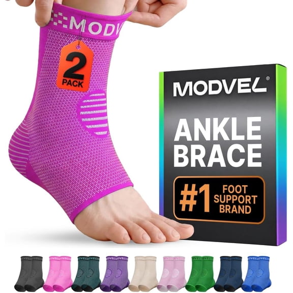 Modvel Foot & Ankle Brace Socks for Sprained Ankle Compression Sleeve - Foot Support for Women & Men - Tendonitis & Arthritis Ankle Brace Sports Running, Torn Ligaments & Women Stabilizing Ankle Wrap