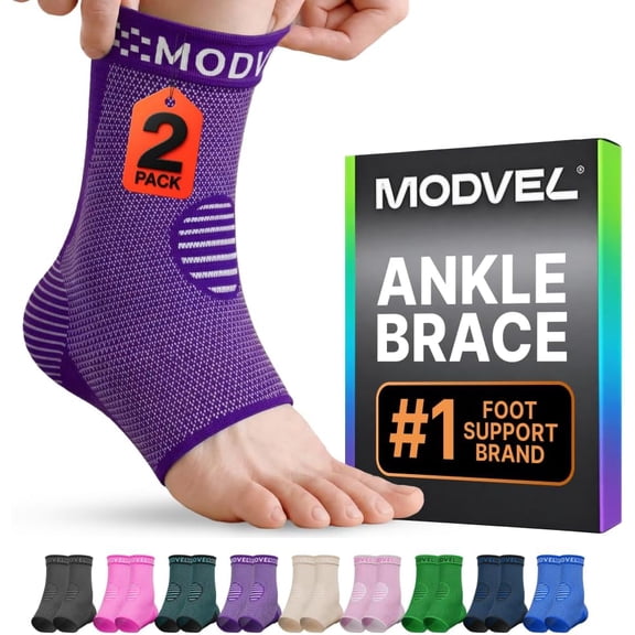 Modvel Foot & Ankle Brace Socks for Sprained Ankle Compression Sleeve - Foot Support for Women & Men - Tendonitis & Arthritis Ankle Brace Sports Running, Torn Ligaments & Women Stabilizing Ankle Wrap
