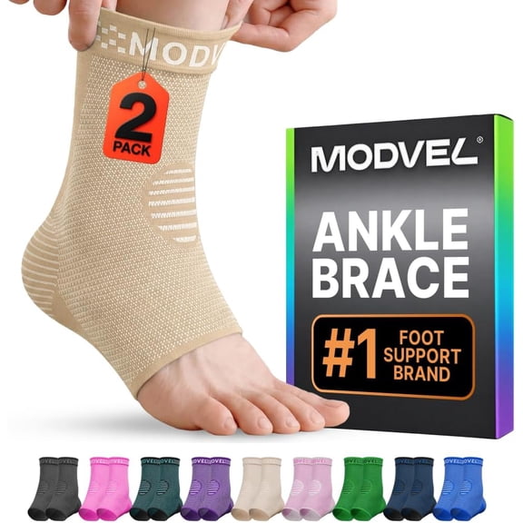 Modvel Foot & Ankle Brace Socks for Sprained Ankle Compression Sleeve - Foot Support for Women & Men - Tendonitis & Arthritis Ankle Brace Sports Running, Torn Ligaments & Women Stabilizing Ankle Wrap