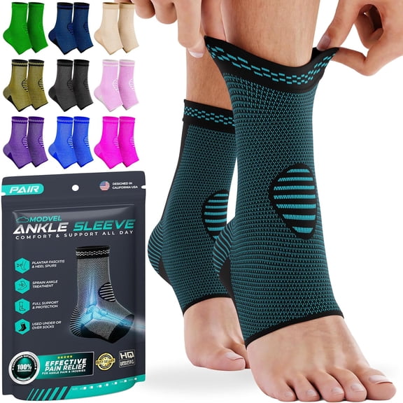 MODVEL Ankle Brace, Turquoise, Small, (2 Pack)