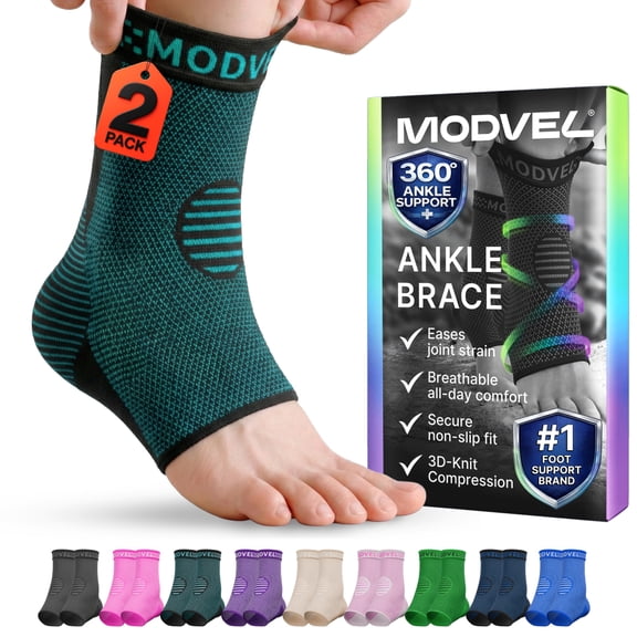 MODVEL Ankle Brace, Turquoise, XL, (2 Pack)