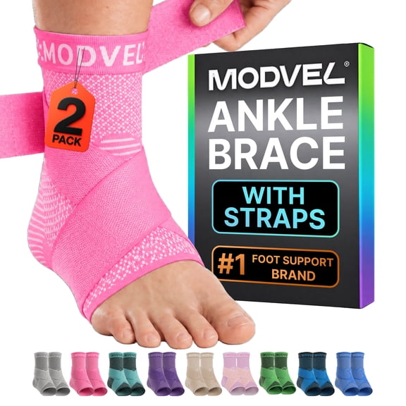 MODVEL Ankle Compression Sleeve with Adjustable Strap, Foot and Ankle Support Brace for Sprains, Plantar Fasciitis and Tendonitis, Men and Women