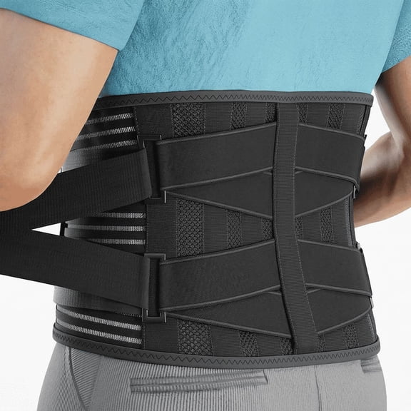 MODVEL Back Brace for Men and Women Adjustable Lumbar Support Belt with 6 Stays Breathable Lower Back Support for Work and Posture