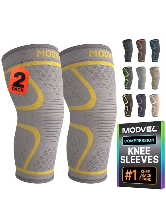 Compression Knee Brace - 2 Pack for Running Knee Pain, Knee Support Compression Sleeve, or Meniscus Tear ACL & Arthritis Pain Relief