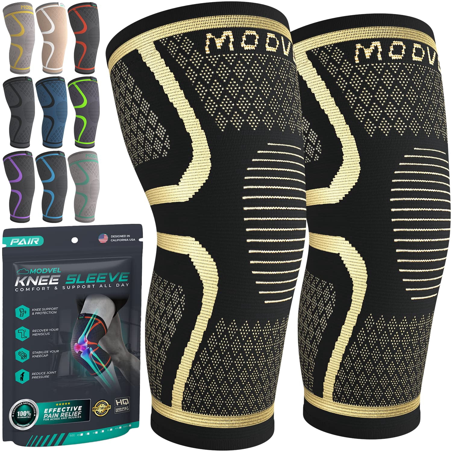 MODVEL Knee Brace,  High-Copper,  Medium, (2 Pack)