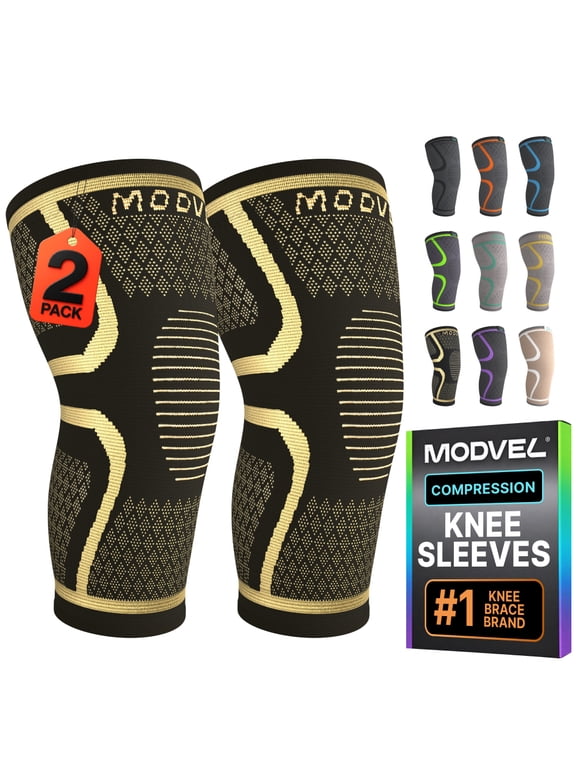 Compression Knee Brace - 2 Pack for Running Knee Pain, Knee Support Compression Sleeve, or Meniscus Tear ACL & Arthritis Pain Relief