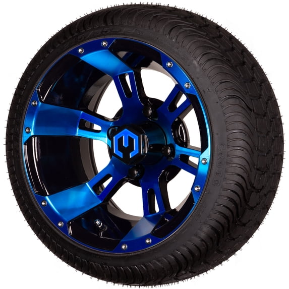 MODZ® Ambush Golf Cart 12" Wheels & Tires - Blue & Black - Combo of 4