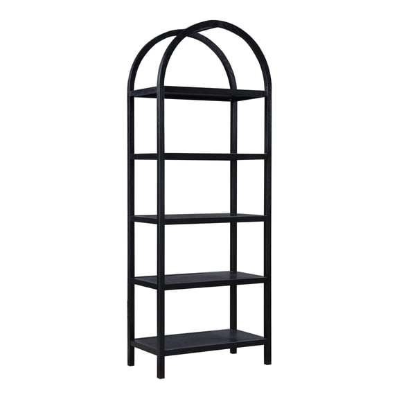 Moe's Home Collection Contemporary Wood 5-Shelves Bookcase in Black