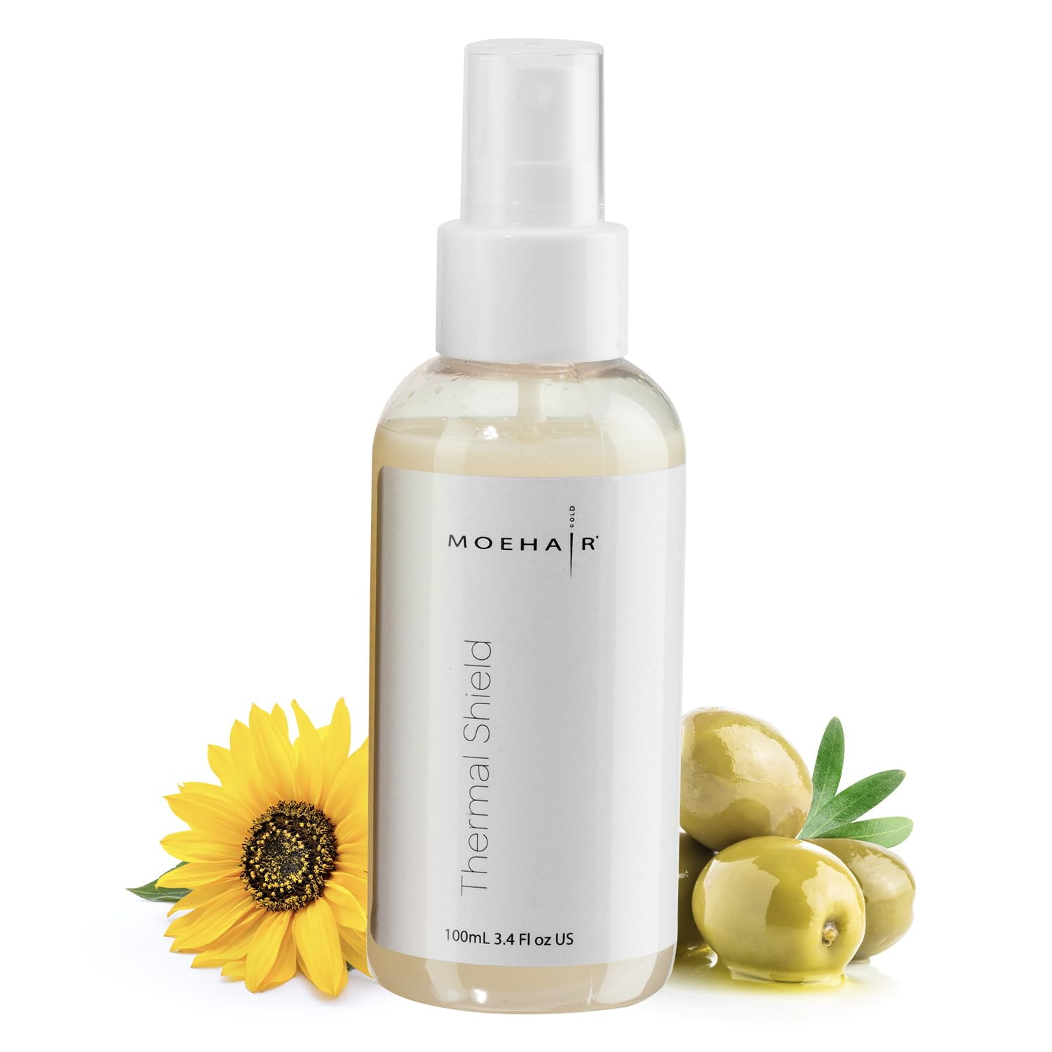 MOEHAIR Travel Size Heat Protectant For Hair (3.4 Fl Oz), Hair Thermal Protection Spray, Flat Iron & Hair Dryer Heat Protectant Spray for Hair, Travel Size (THERMAL-Spray-3.4Fl-101)