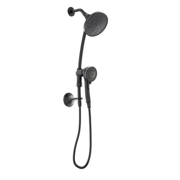 MOEN 28586BL Attract with Magnetix 6-Spray 6.75 in. Dual Shower Head and Adjustable Handheld 1.75 GPM with Slidebar in Matte Black