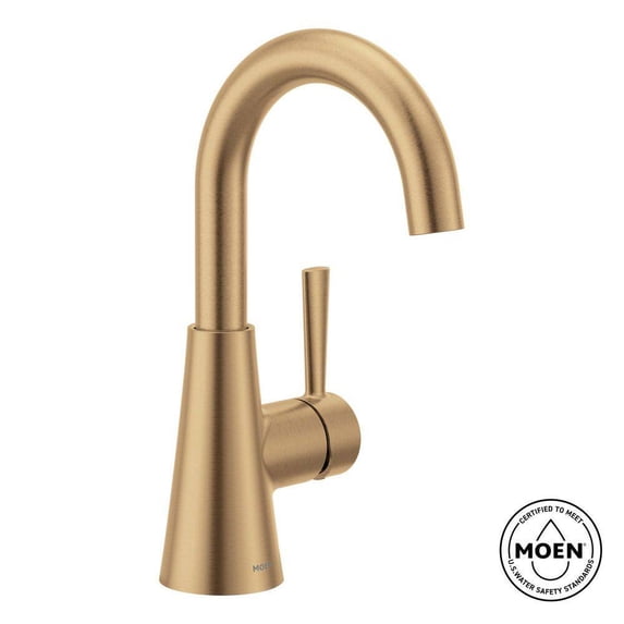 MOEN 84021BZG Ronan Single Hole Single-Handle Curved Bathroom Faucet in Bronzed Gold