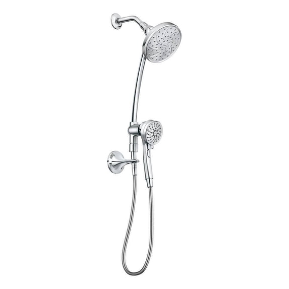 MOEN 28586 Attract Magnetix 6-Spray 6.75 in. Dual Wall Mount Fixed and Handheld Shower Heads 1.75 GPM with Slidebar in Chrome