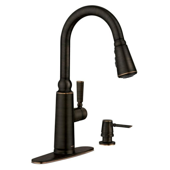 MOEN 87997BRB Coretta Single-Handle Pull-Down Sprayer Kitchen Faucet with Reflex and Power Boost in Mediterranean Bronze