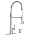 thumbnail image 1 of Moen Essie Spot Resist Stainless One-Handle High Arc Pre-Rinse Spring Pulldown Kitchen Faucet with Power Clean, 87814SRS, 1 of 5