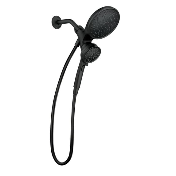 MOEN Magnetix 6-Spray Patterns with 1.75 GPM 6.75 in. Wall Mount Dual Shower Heads and Handheld in Matte Black