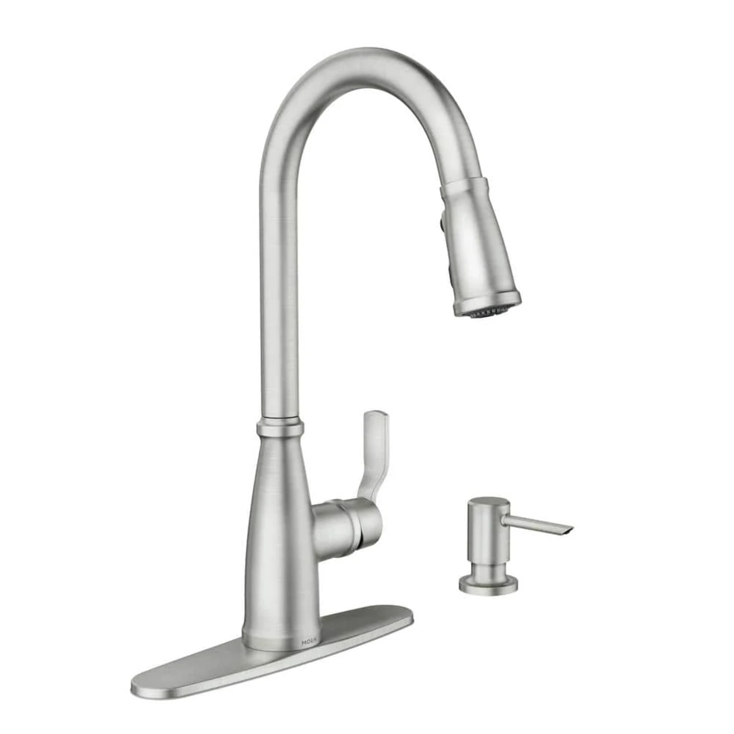 Nolia Spot Resist Stainless Steel High Arc Kitchen Faucet with Pull Down Spray