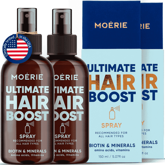 Moerie Ultimate Hair Spray – For Thicker-Looking, Volumized Hair – With Biotin & Caffeine – Paraben-Free – Suitable for All Hair Types – 2-Month Supply