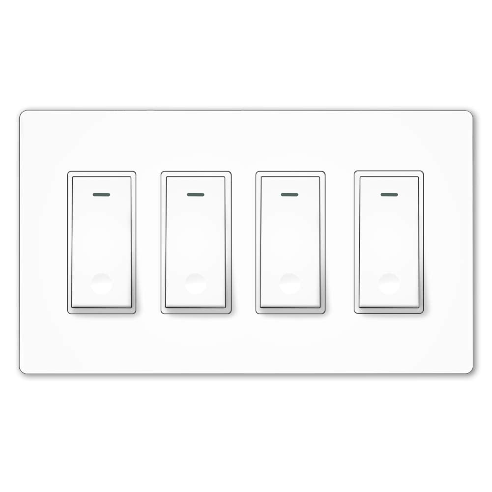 MOES WiFi Smart Light Switch,4 Gang, No Screw Panel, Remote Control, White