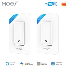 MOES WiFi Smart Light Switch No Neutral Wire Required No Capacitor Remote 2 Pack
