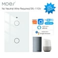 thumbnail image 1 of MOES WiFi Smart Light Switch, No Neutral Wire Switch, Single Pole 110V, RF433, 2 Gang, White, 1 of 8