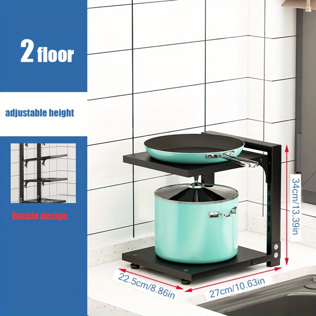 MOFF MultiTier Metal Kitchen Organizer For Pots And Pans Adjustable