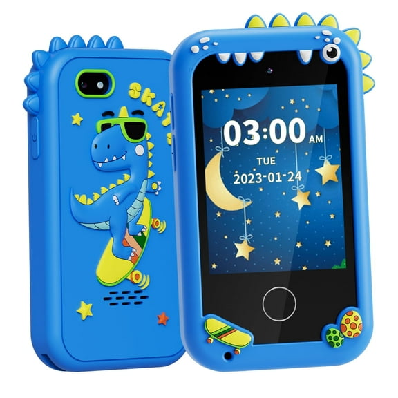 MOFGDNI Kids Smart Phone, Touchscreen HD Dual Camera Cell Phone for Kids, Christmas Birthday Gifts Dinosaur Child Play Phone for Boys 3-10, Travel Toy Preschool Learning Education Toy