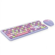 MOFII 666 Wireless 2.4G Mixed Color 110 Key Keyboard Mouse Set Purple