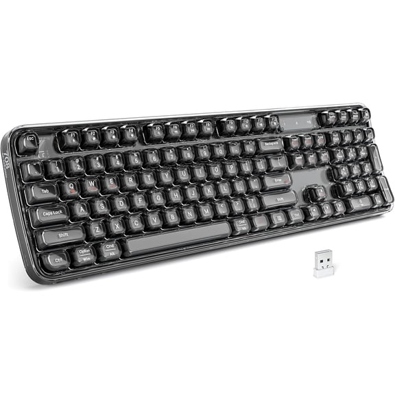 MOFII RGB Backlit Full Size Wireless Keyboard Bluetooth 2.4GHz Tri-Mode with Natural Curve Rechargeable Battery for PC Desktop Laptop Mac Windows (Pearl Black)