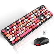 MOFII Wireless Keyboard and Mouse Combo, SWEET series, Retro Full-Size 2.4GHz Keyboard with Number Pad and Cute Wireless Mouse for PC Desktop Laptop Black