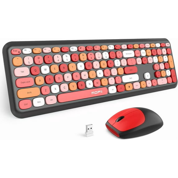 MOFII Wireless Keyboard and Mouse Combo, 2.4G Full-Size Retro Typewriter Computer Keyboard for Windows, Mac OS Desktop/Laptop/PC