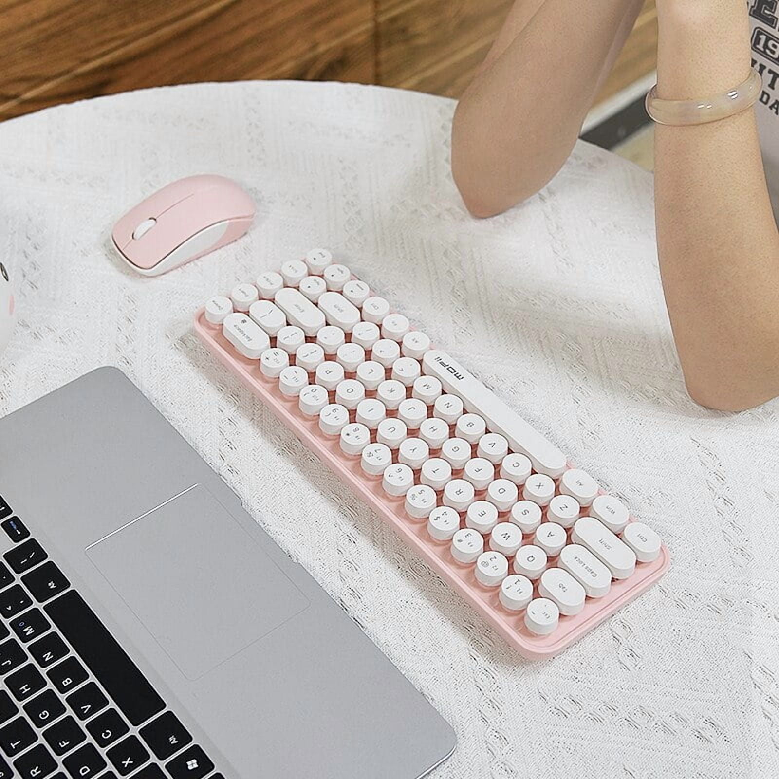 MOFII Wireless Keyboard and Mouse, Cute Colorful 68 Round Keycap Compact Keyboard for Computer, Computer, Desktop, Laptop