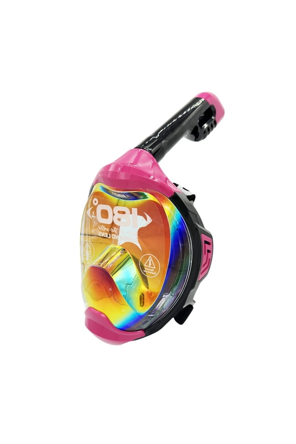 MOFLOW+ IRRIDIUM Full Face Snorkel Mask Pink XS Panoramic View, CO2-Free, 4X Oxygen, Anti-Fog, Dry Snorkel, Camera Mount, Silicone, Premium Straps