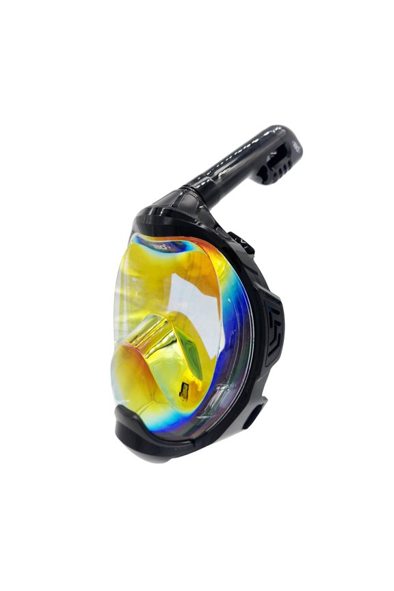 MOFLOW+ IRRIDIUM Full Face Snorkel Mask Black XS  Panoramic View, CO2-Free, 4X Oxygen, Anti-Fog, Dry Snorkel, Camera Mount, Silicone, Premium Straps