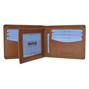 MOGA High End Leather Mens Bifold Wallet w/ Middle ID Card Flap 90052