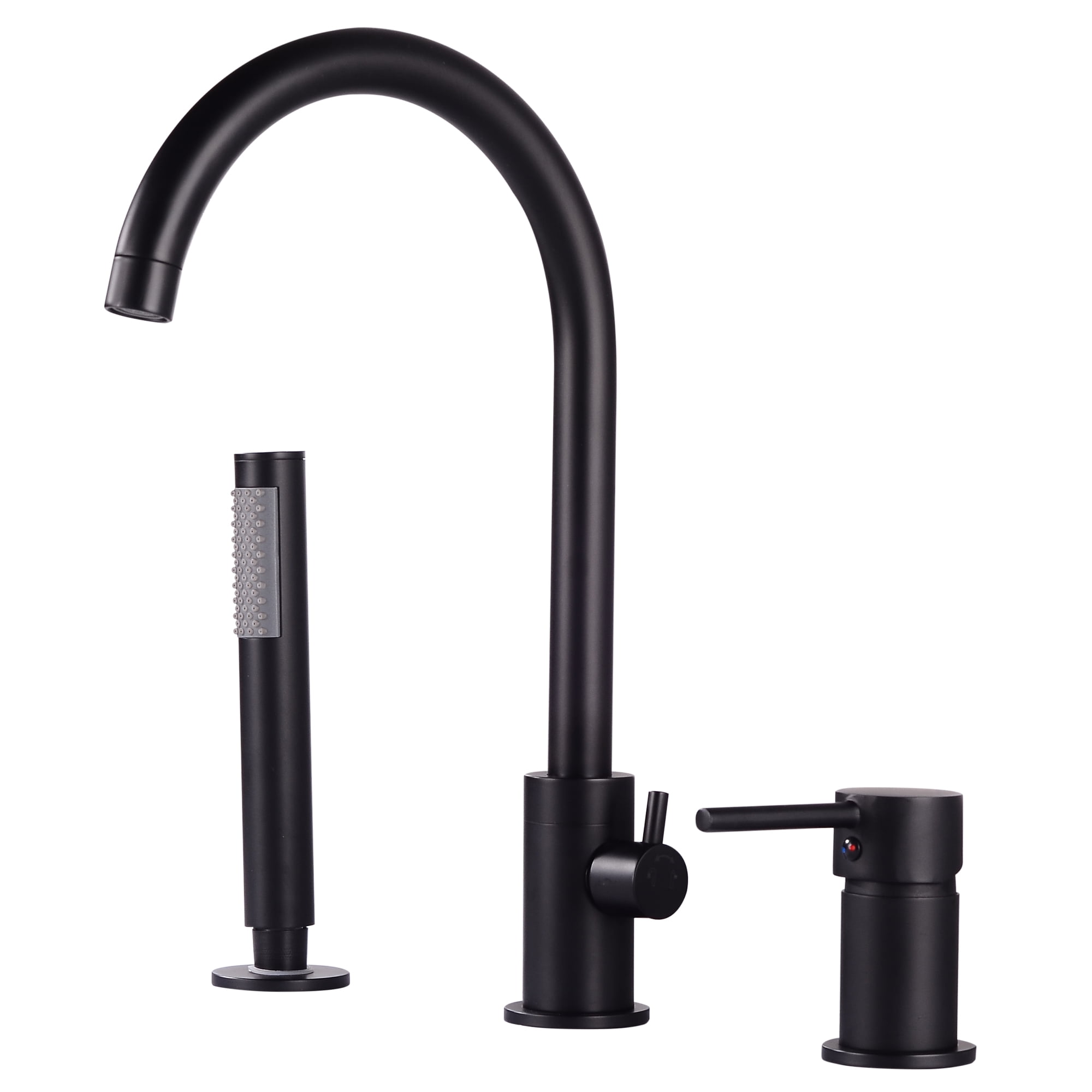 Mogfct Bathtub Faucets 3 Holes Black Bathroom Hot Cold Bath Shower