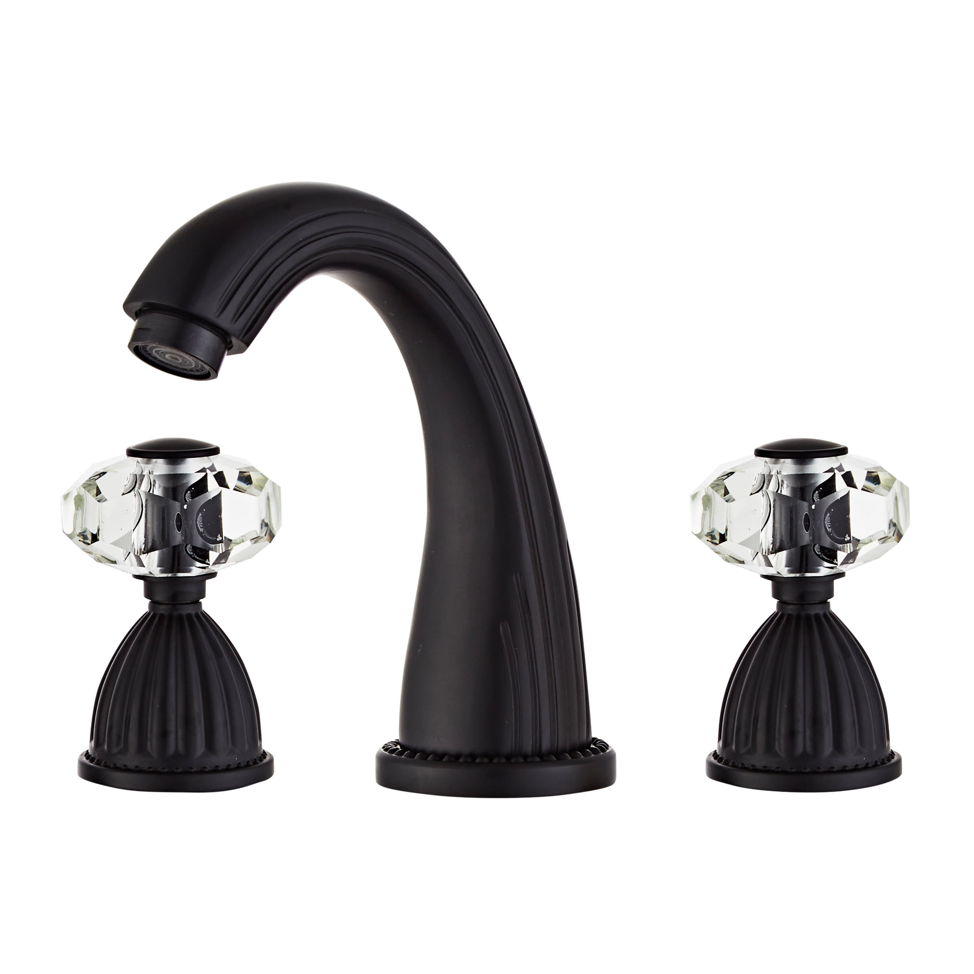 MOGFCT Black Faucets Bathroom Widespread Faucet Double Cystal Handle