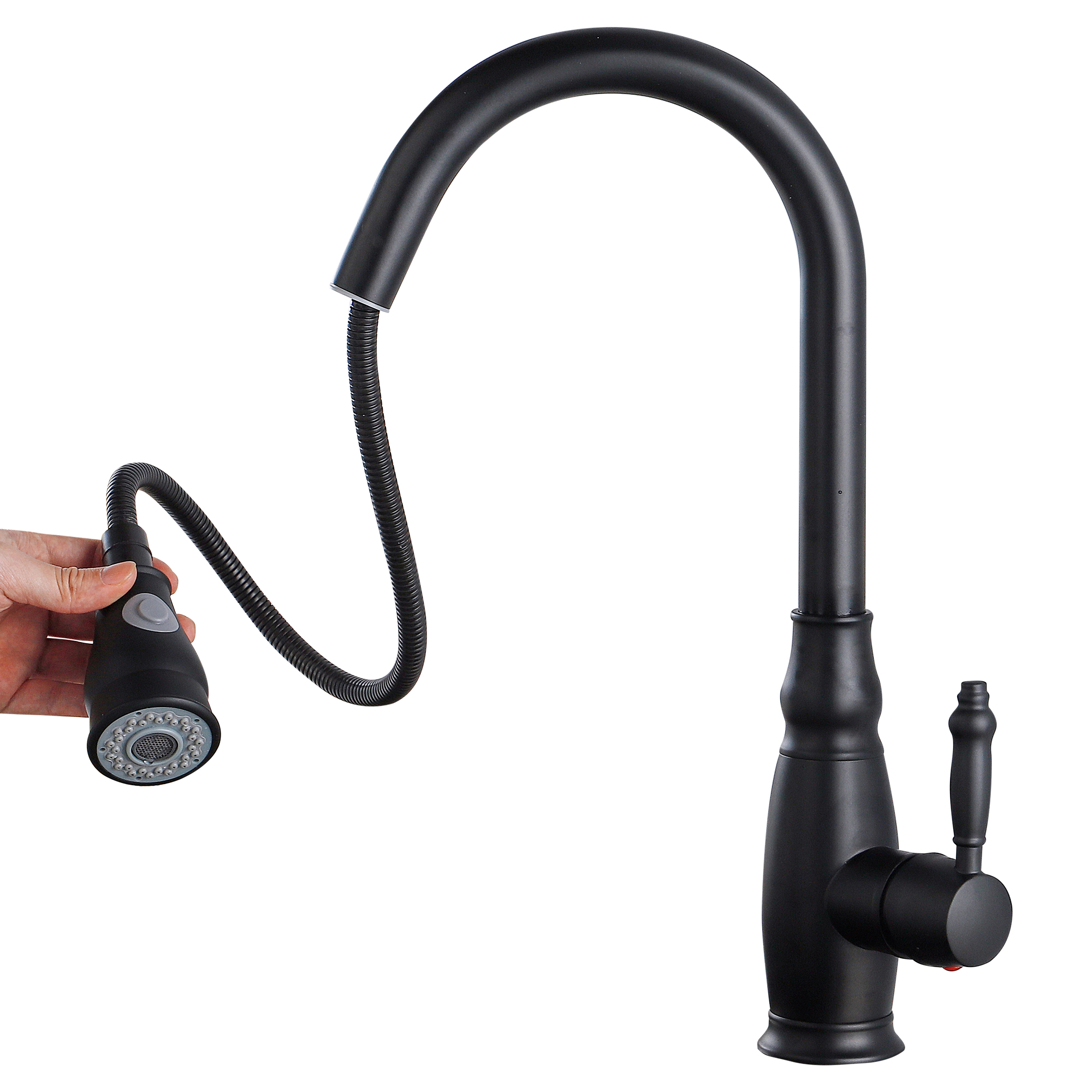MOGFCT Black Kitchen Faucets Pull Out Kitchen Mixer Tap Hot Cold Water