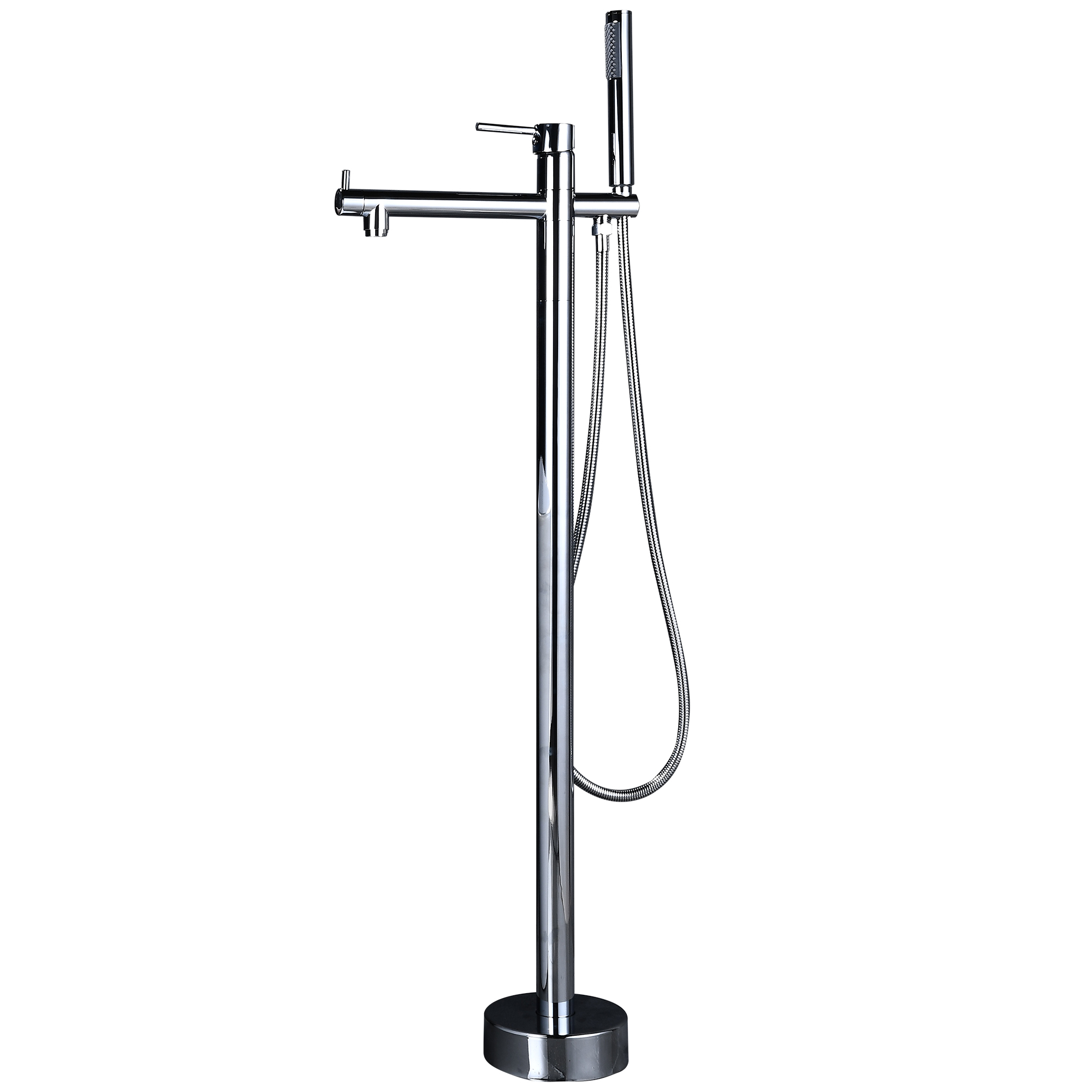 MOGFCT Chrome Floor Mounted Bathtub Faucet Set with Hand Shower Bath